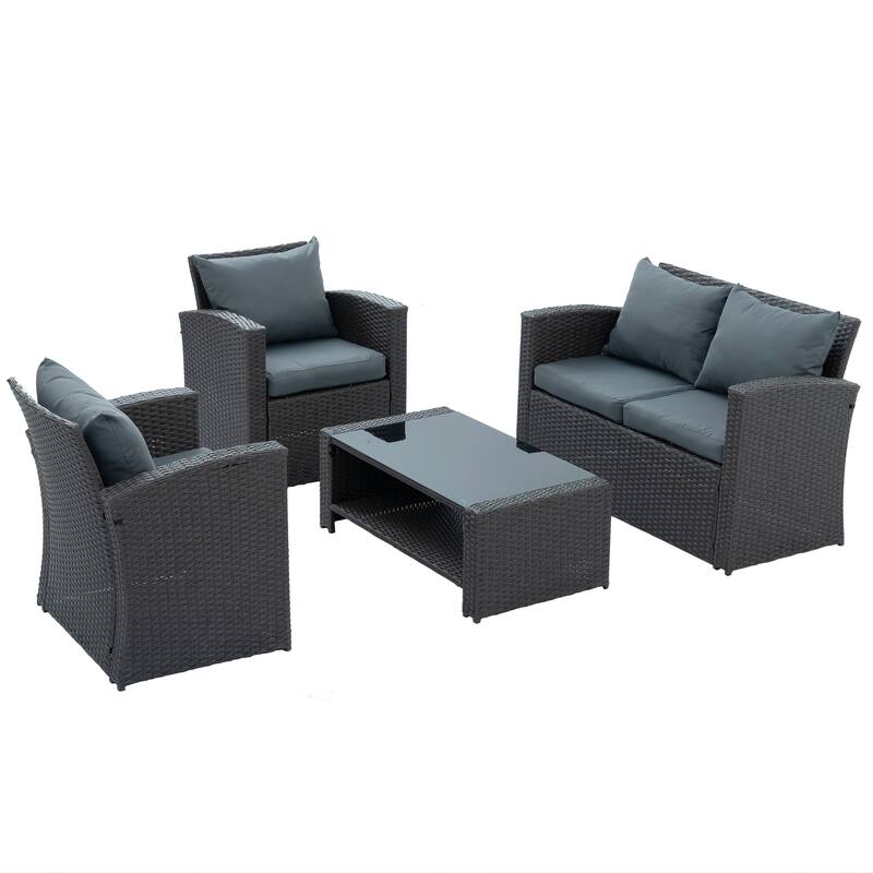4-Piece Outdoor Patio Furniture Conversation Set