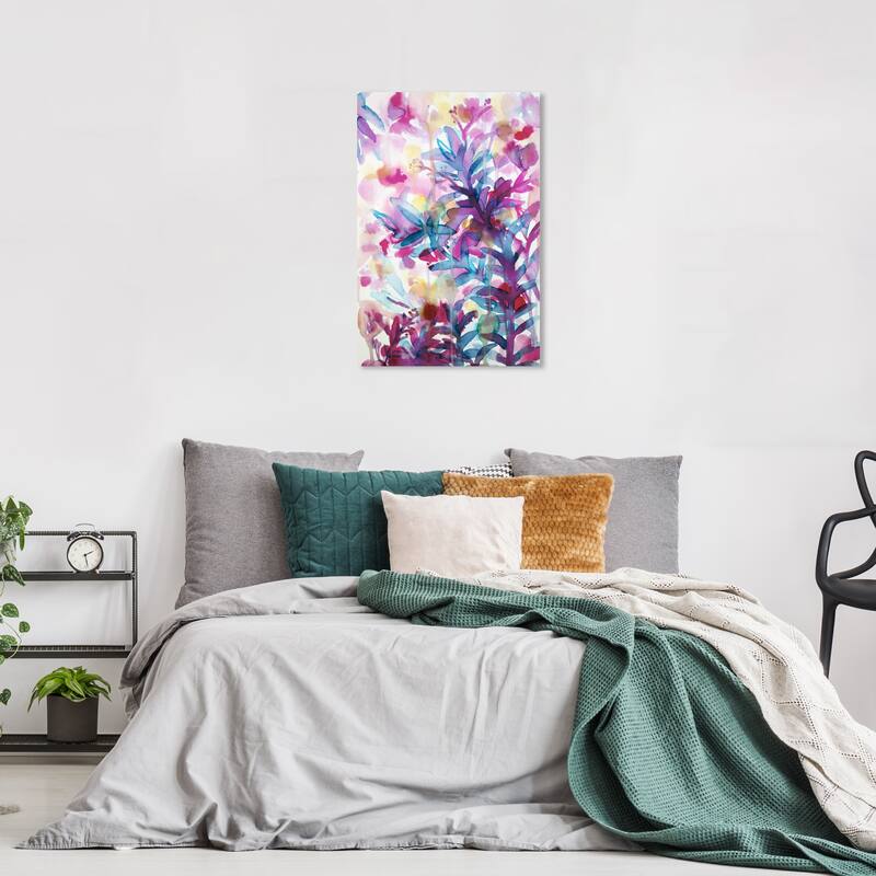 Wynwood Studio Canvas Floral and Botanical Floral Splash Pink and Modern & Contemporary Wall Art Canvas Print - 24 x 16