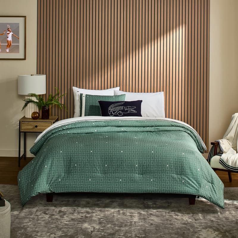 Lacoste Heritage Geo Percale Cotton 3-Piece Comforter Set