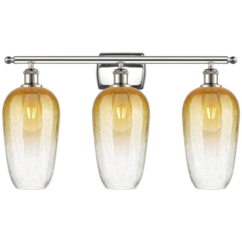 Innovations Lighting Endless Possibilities Ballston - Brookhaven Flute - 3 Light 27" Bath Vanity Light - Polished Nickel/Amber