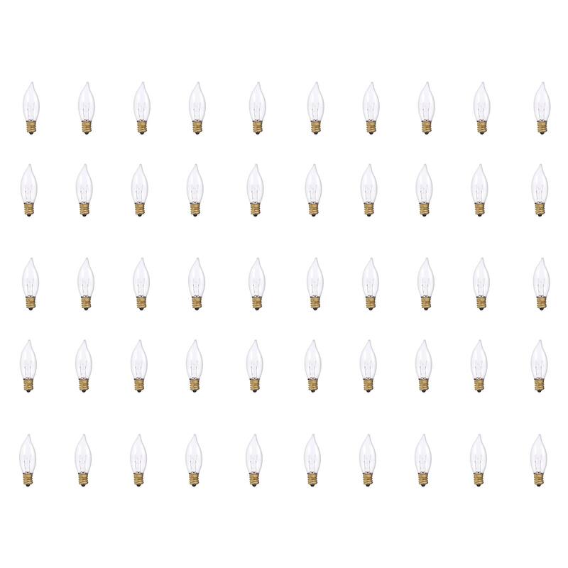 Bulbrite Pack of (50) Dimmable Clear Flame Candelabra (E12) Incandescent Bulb - 15 Watt - CA8