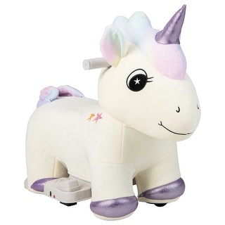Gymax 6V Electric Animal Ride On Toy Unicorn Kids Plush Ride-on w/