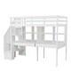 preview thumbnail 10 of 34, Elegant Twin Size Loft Bed Frame with Storage Staircase and Double Desks and Shelves, Sturdy construction & Unique design, White