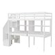 preview thumbnail 7 of 25, Stairway Twin Size Loft Bed with Double Desks and Storage Shelves, Wooden Loft Bed Frame with Storage Staircase & Guardrails