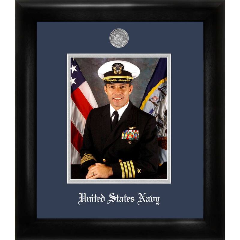 Patriot Frames Navy 8x10 Portrait Black Frame Silver Medallion