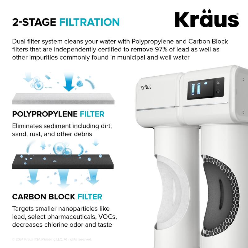 Kraus FS-1001 Purita 2-Stage Under Sink Water Filtration System with