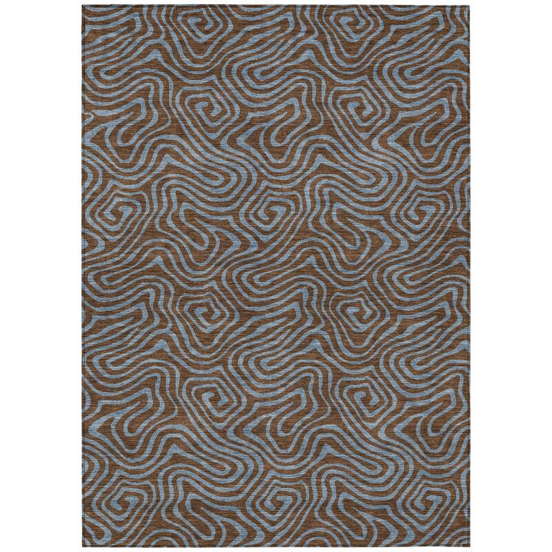 Machine Washable Indoor/ Outdoor Modern Trance Chantille Rug