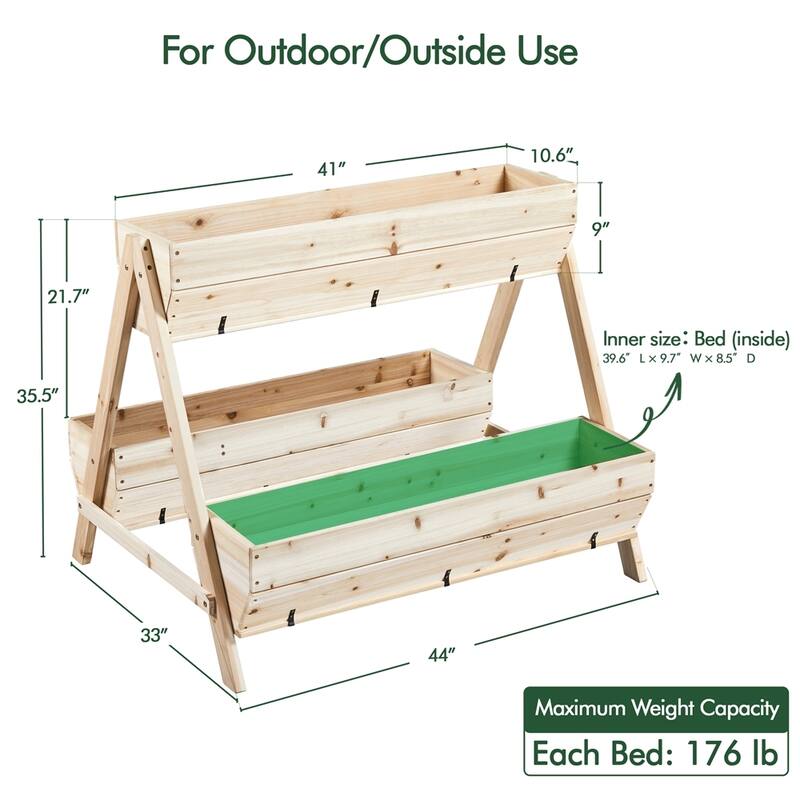 Yaheetech Wooden Raised Garden Bed for Flowers Vegetables Herbs