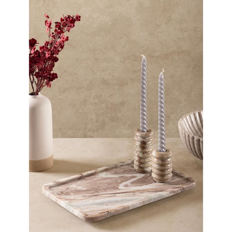 Clover Beige Marble Tray - Large