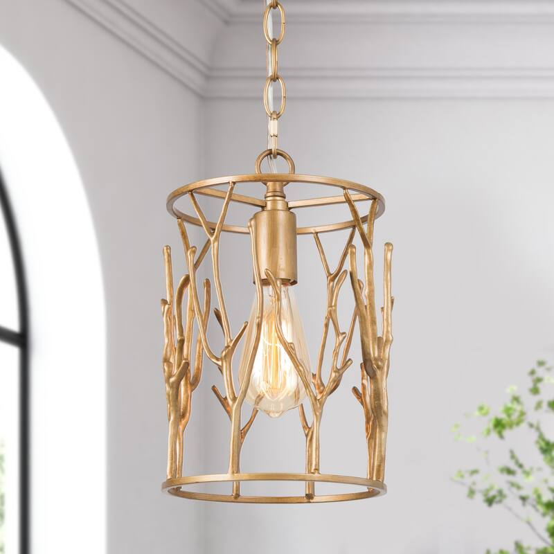Modern Antique Cylinder 1-Light Brass Gold Pendant Light for Kitchen Island Dining Room