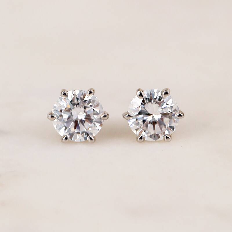 Kobelli 1 Carat Lab Grown Diamond 14k Solid Gold Round Brilliant Chelsea Stud Earrings (DEF/VS)