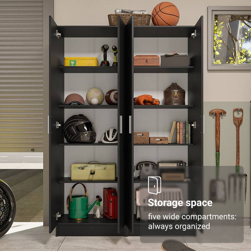 Madesa Garage Set 2 Pantry Storage Cabinet with 10 Utility Shelves 47"L Wooden Organization Unit for Garage