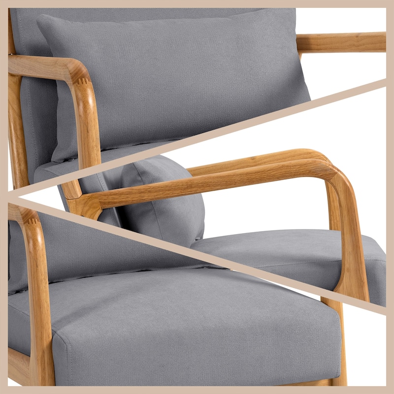 23.2" Linen Accent Chair with Pillows