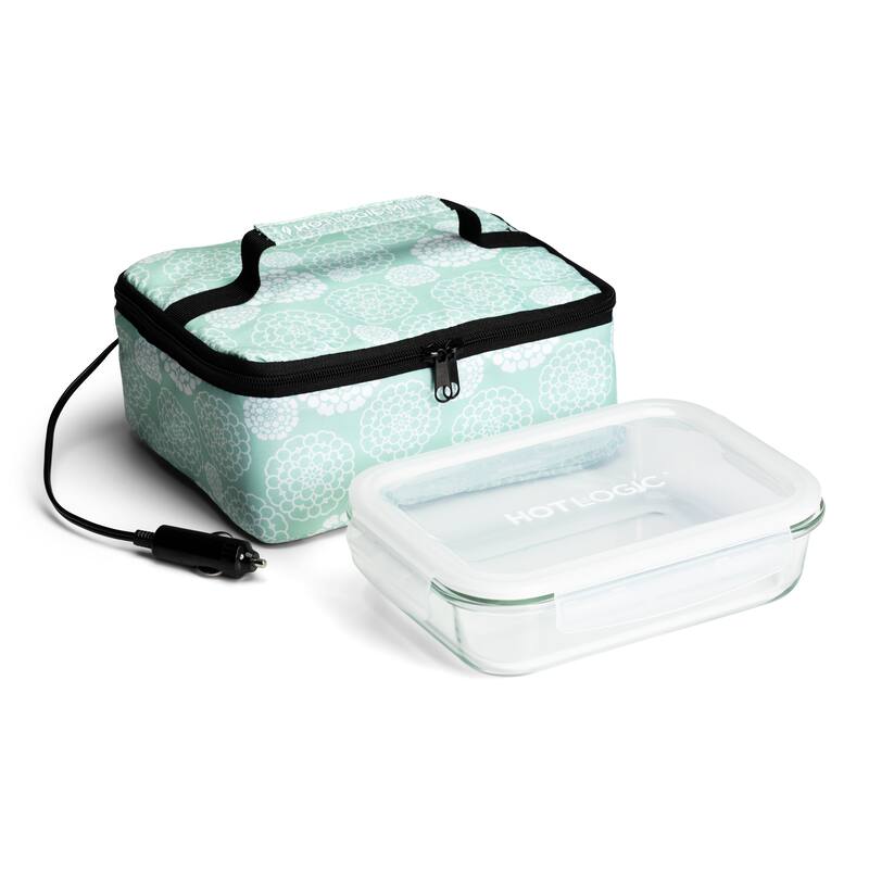 HOTLOGIC Portable Personal 12V Mini Oven, Aqua Floral