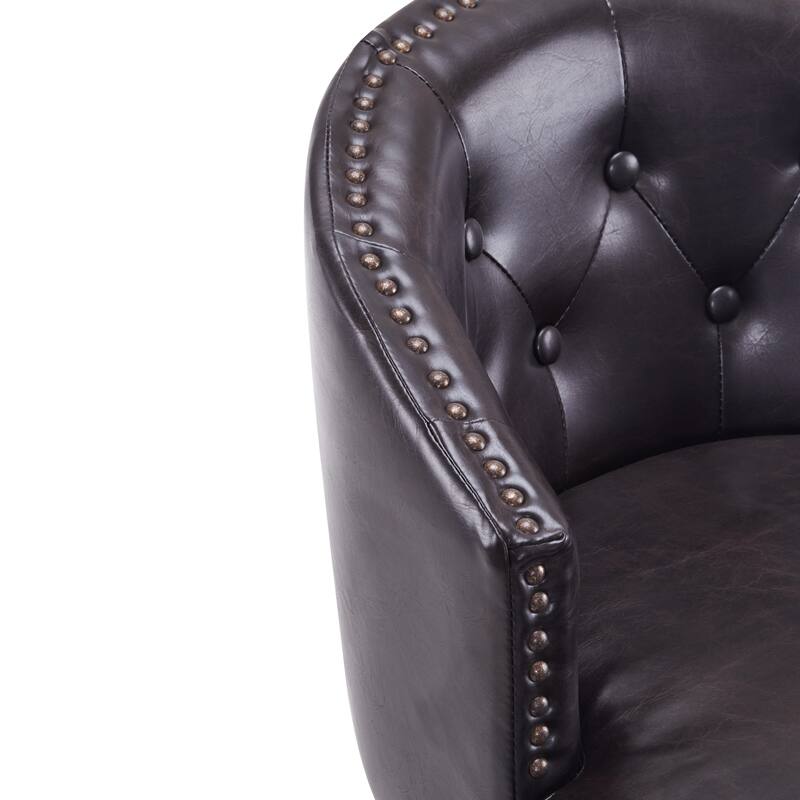 PU Leather Upholstered Bar Stools Set of 2 with 360° Swivel Seat