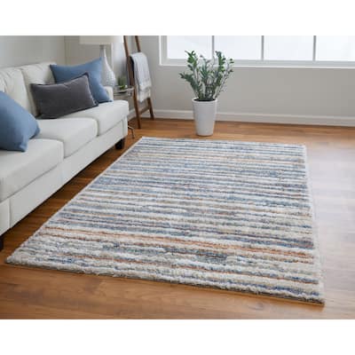 Grand Bazaar Caide Machine Made Stripes Transitional Area Rug - 7'11" x 10'