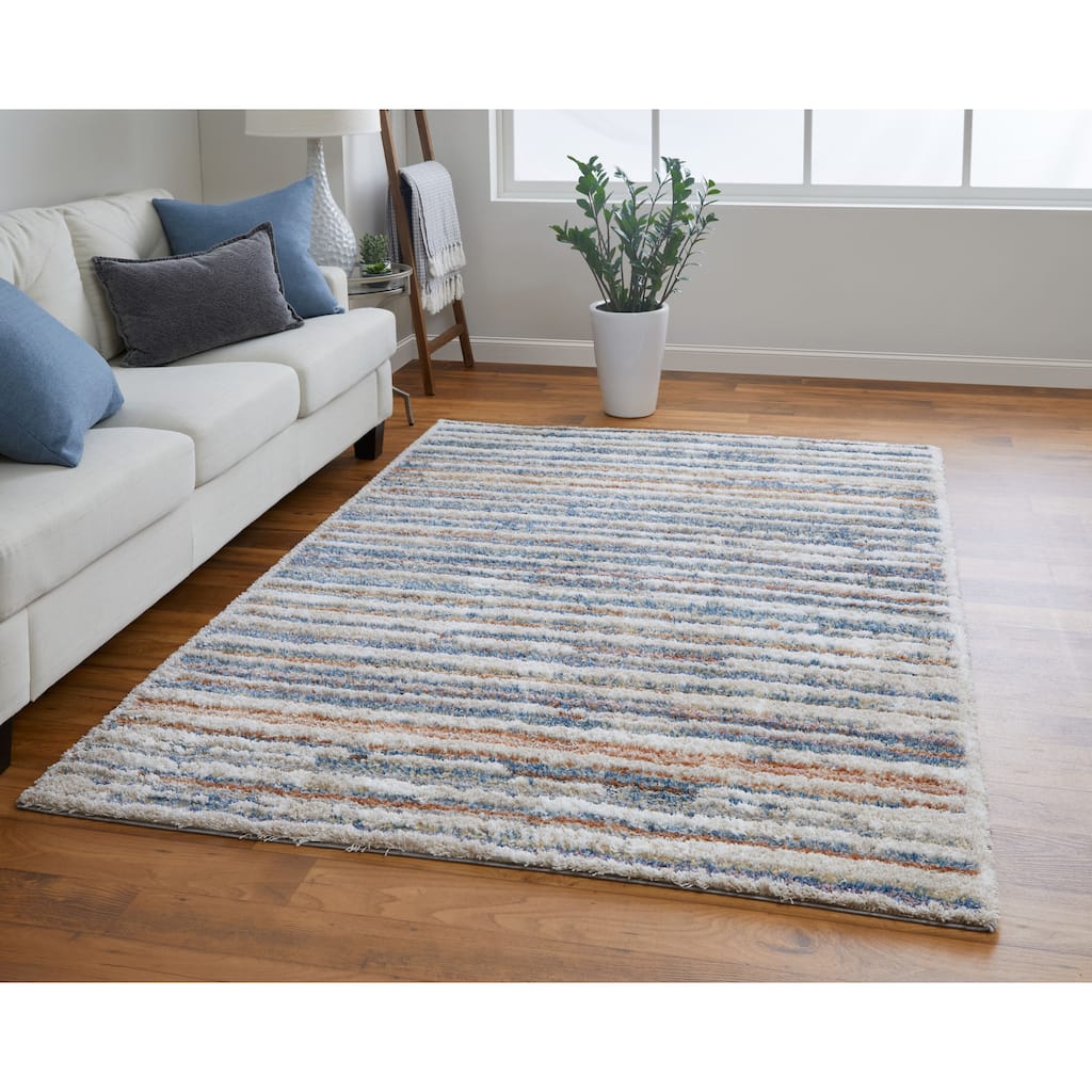 Grand Bazaar Caide Machine Made Stripes Transitional Area Rug - 7'11" x 10'