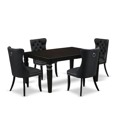 East West Furniture Dining Set Includes a Rectangle Wooden Table and Parson Chairs, Black (Pieces Options)