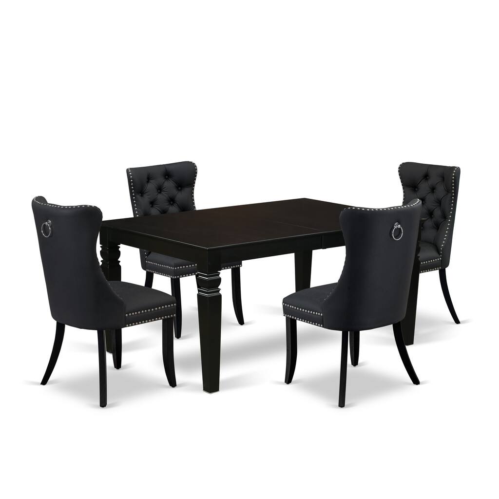 East West Furniture Dining Set Includes a Rectangle Wooden Table and Parson Chairs, Black (Pieces Options)