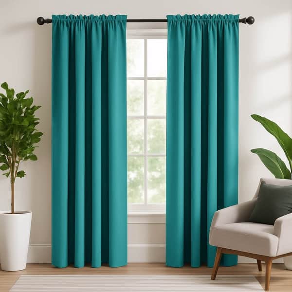 Deconovo 2-Pack Thermal Room Darkening Rod Pocket Curtains - On