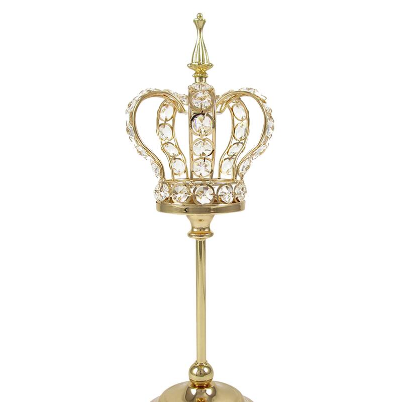 Crystal Bead Crown Decor Centerpiece Accent Piece Tabletop with Mirror Stand