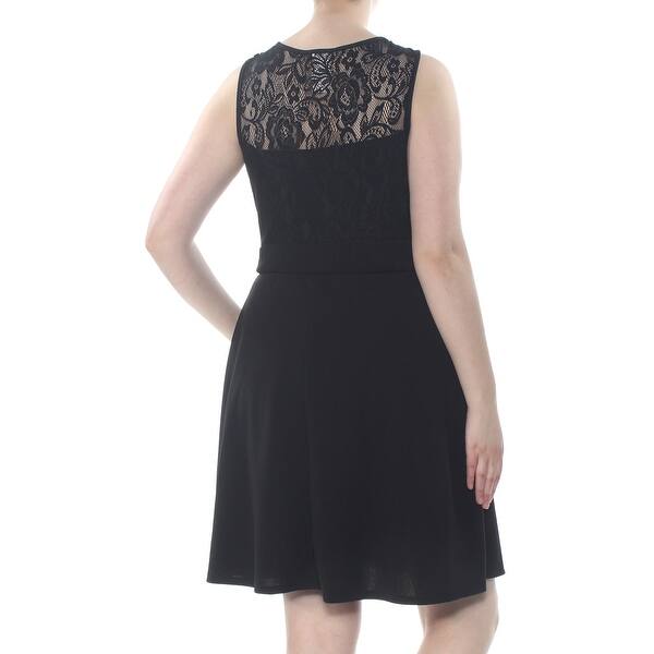 Shop Love Squared Womens Black Lace Textured Sleeveless Above The
