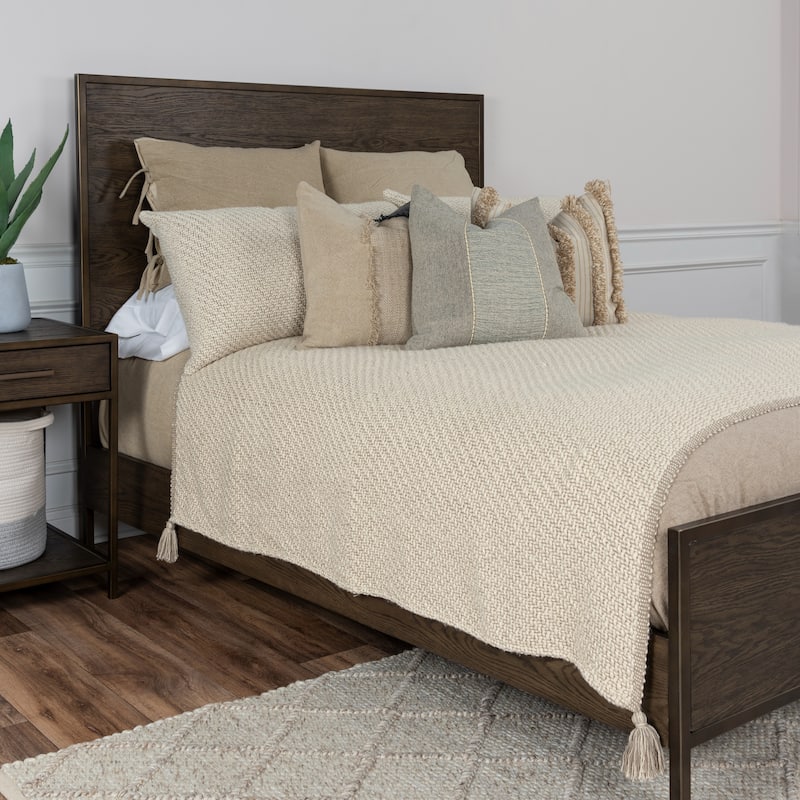 Donny Osmond Hand Loomed Wedding Blanket in Taupe, 3 Piece Set