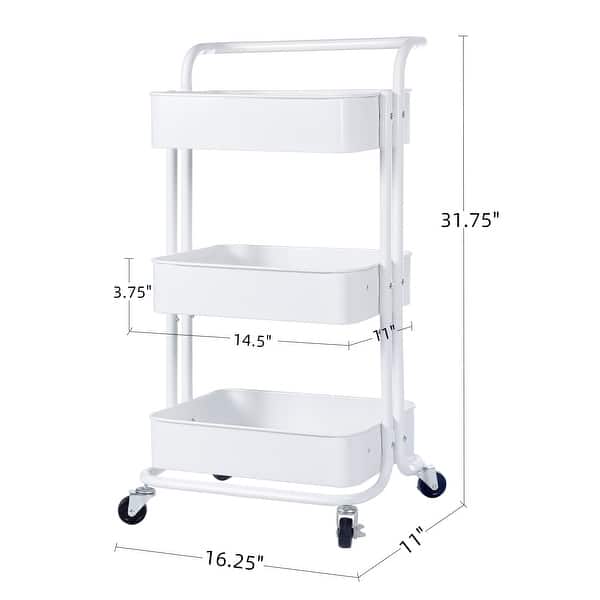 3 Tier Removable Storage Cabinet Craft Cart with 4 Heavy Duty Lockable ...