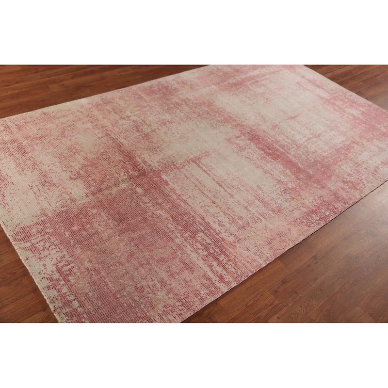 Modern Abstract Indian Area Rug Handmade Wool Carpet - 4'10"x 8'1"