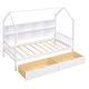 preview thumbnail 6 of 7, White Kids Wooden Twin Size House Bed with 2 Drawers, Storage Shelf