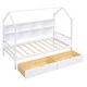 preview thumbnail 18 of 22, White Wooden Twin House Bed with Drawers and Shelf - Perfect for Kids' Storage