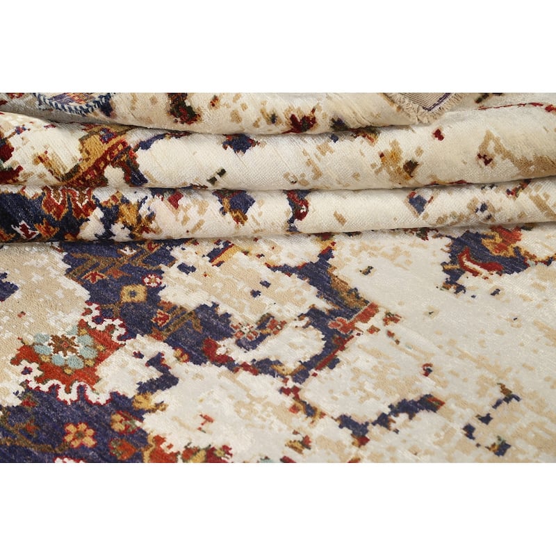 Wool/ Silk Vegetable Dye Distressed Oriental Tabriz Area Rug Handmade - 8'3" x 10'2"