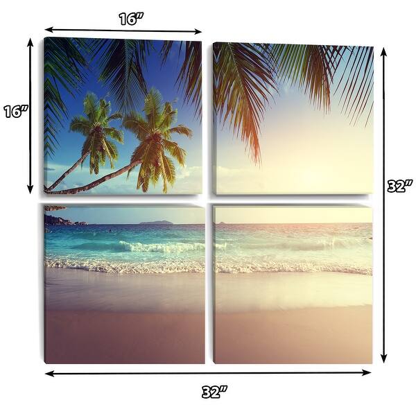 Designart "Typical Sunset on Seychelles Beach" Sea & Shore Canvas Wall ...
