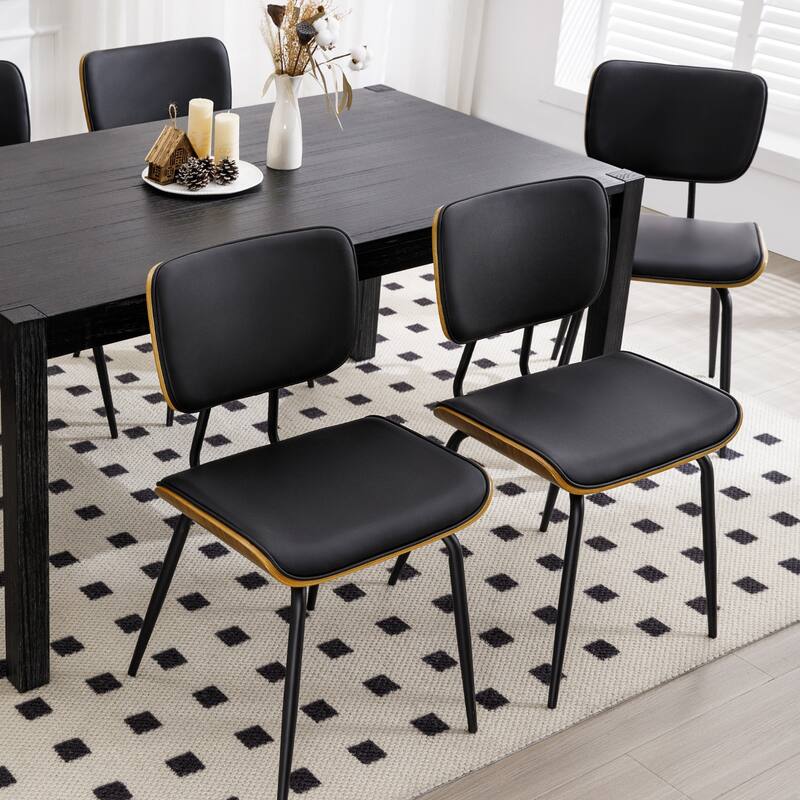 Faux Leather Upholstered Dining Chairs Set of 2/4 - 33.5" H x 17.5" W x 23" D