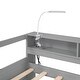 preview thumbnail 12 of 12, Twin XL Size Wood Daybed with 2 Trundles, 3 Storage Cubbies, 1 Light for Free and USB Charging Design Creative Triple Bunk, Gray