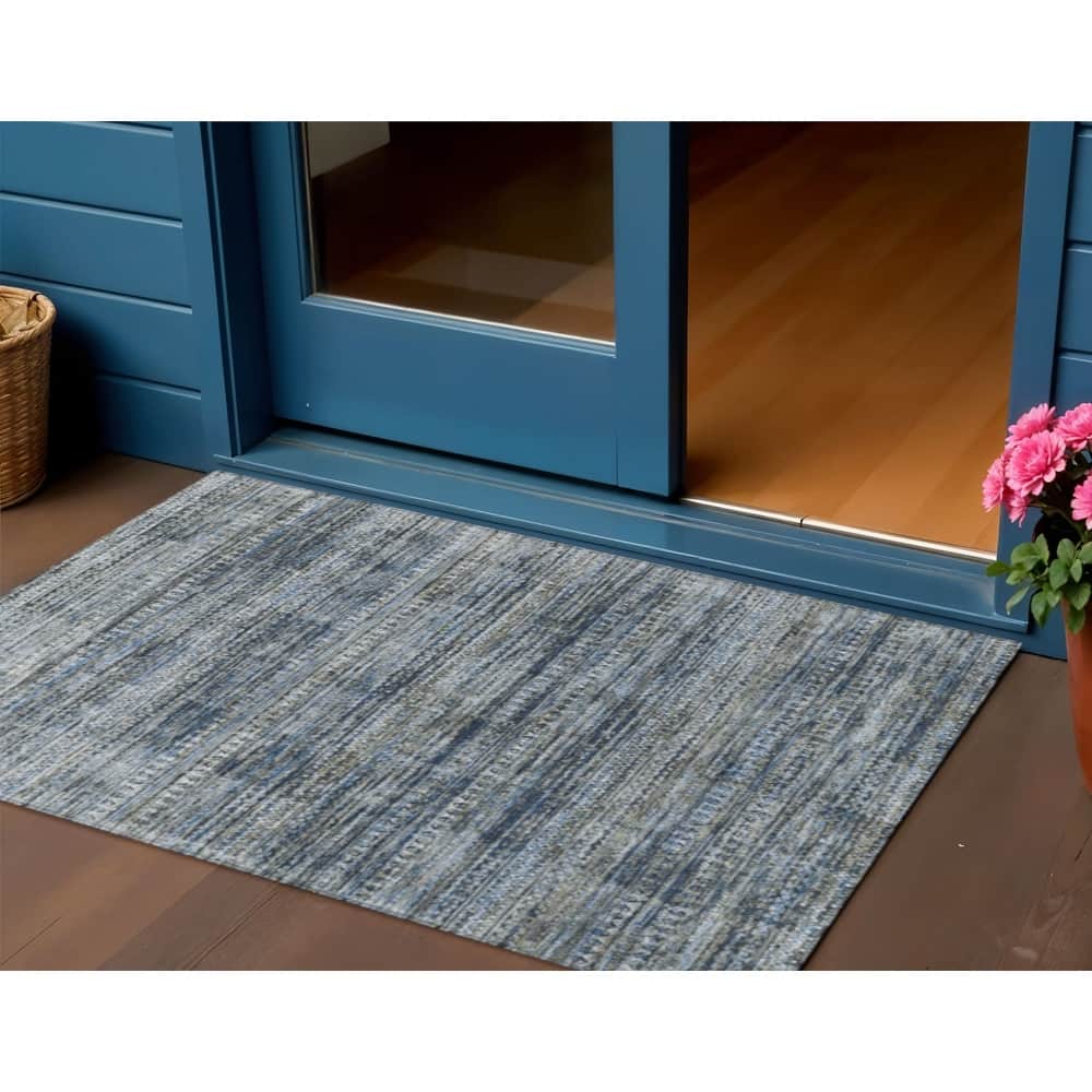 HomeRoots Striped Transitional Rectangle Outdoor Rug