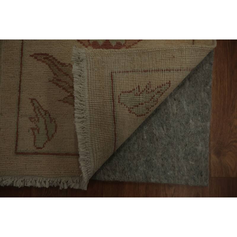 Hand Knotted Oriental 100% Wool Carpet Traditional Floral Beige & Ivories Peshawar Area Rug - 3' 3'' X 1' 8''