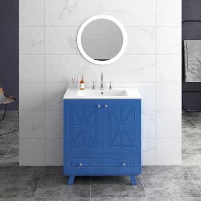 34" Bathroom Vanity with Sink,1 Doors and 2 Drawers Cabinet Bathroom Vanity