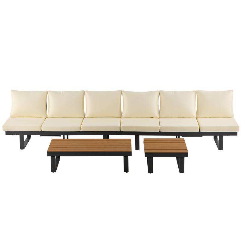 Outdoor Patio Conversation Set w/ Adjustable Reclining, Sectional Sofa