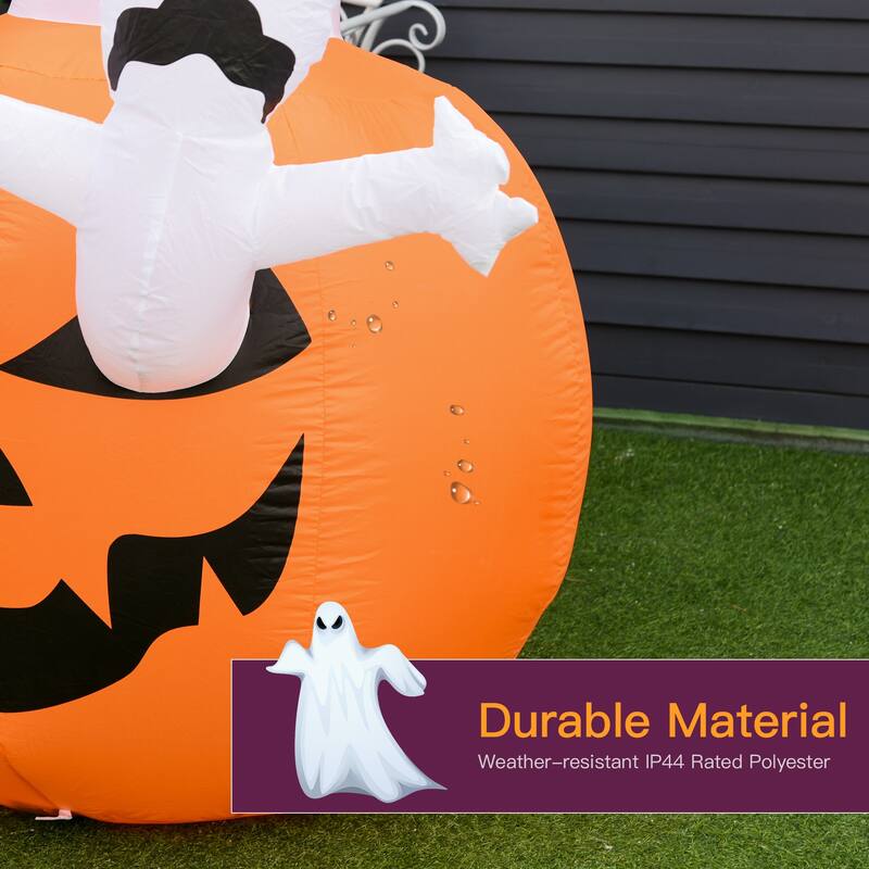 HomCom 6' Light-Up Orange Jack-o'-Lantern and Ghost Inflatable Halloween Decoration