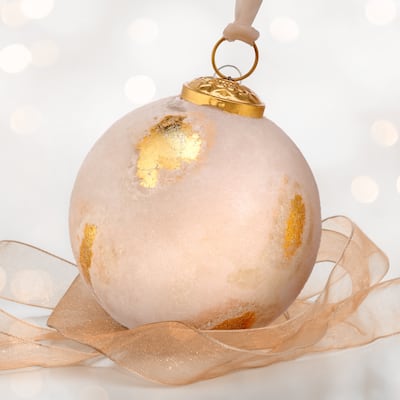 4" Glass Ball Ornament With Velvet Overlay Set of 4