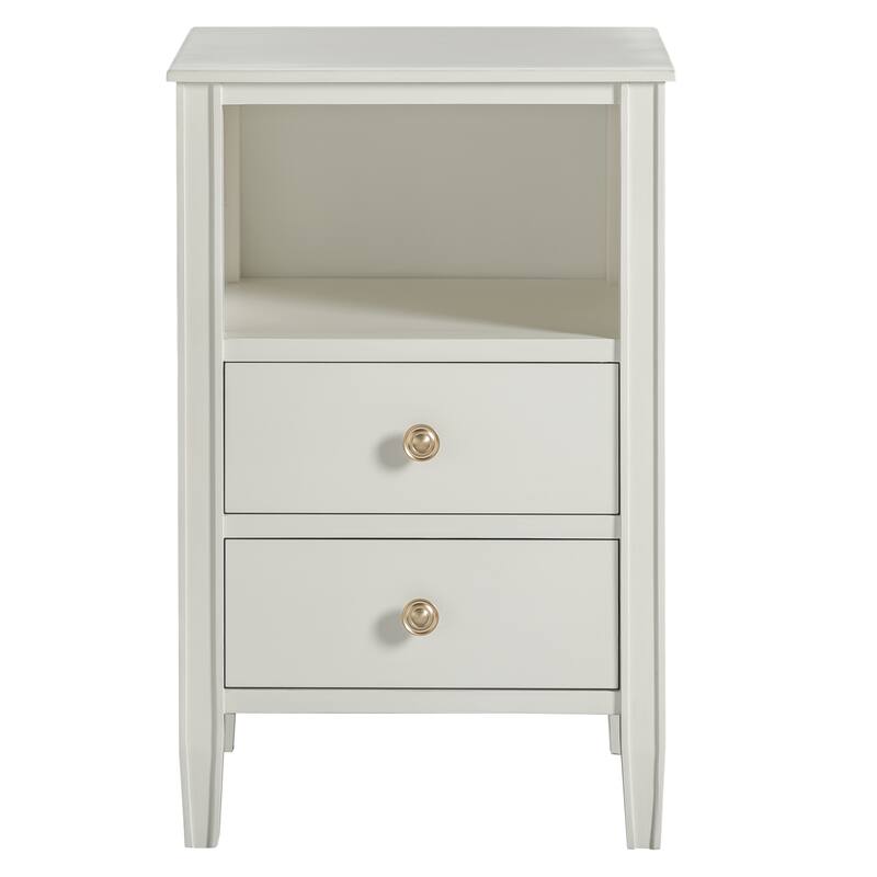 2- Drawer Nightstand with Open Shelf and Brushed Gold Hardware No Assembly