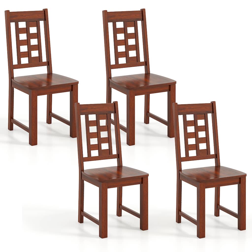 Gymax Dining Chairs Set of 4 w/Solid Rubber Wood Frame Elegant