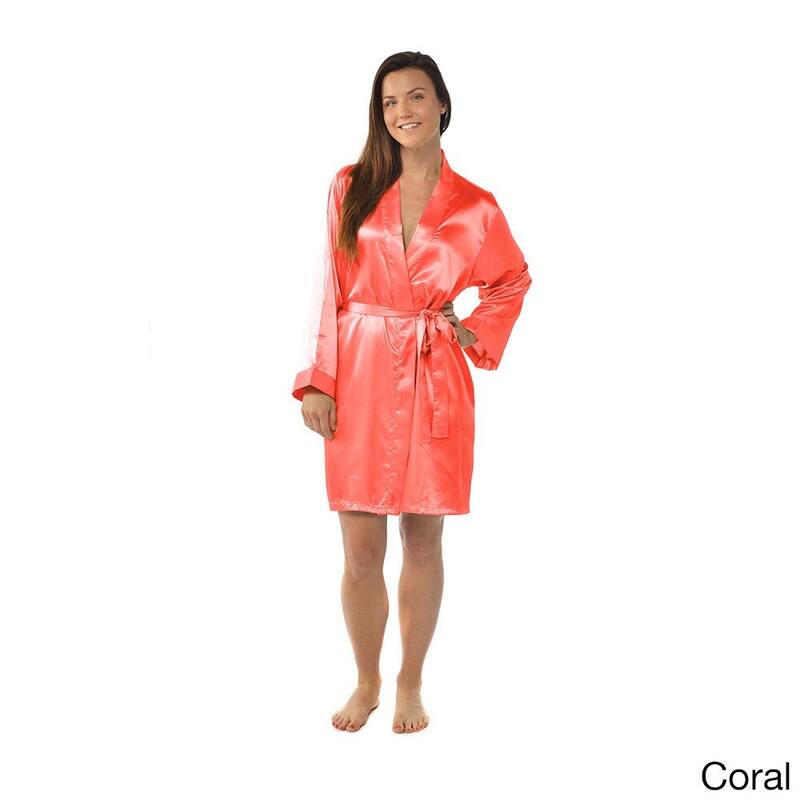Leisureland Satin Charmeuse Knee-length Kimono Robe - White - Plus Size (2XL/3XL)