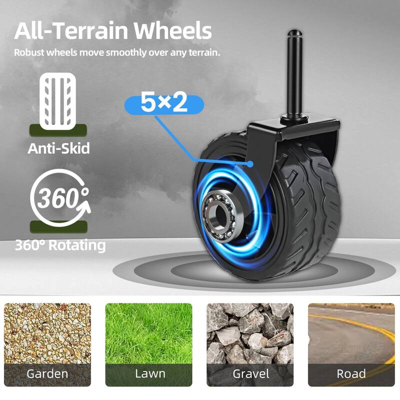 Upgraded 5*2"Wide Wheels-Expandable Dual-Layer Utility Wagon with 100% Extra Space, 220lbs Capacity Grocery Cart for Camping