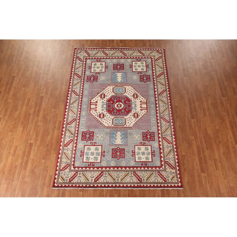 Kazak Oriental Area Rug Handmade Wool Carpet - 6'8" x 10'2"
