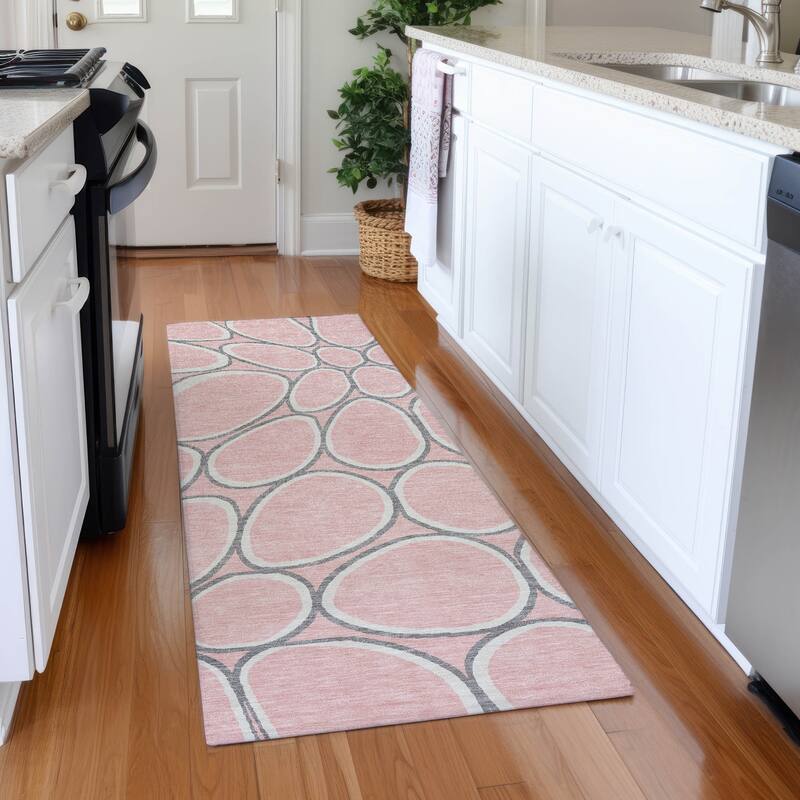 Premium Washable Super Soft Contemporary Bubble Mayfield Rug - Pink - 2'3" x 7'6"