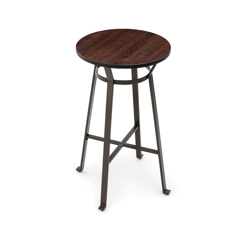 Glitzhome 41"H Rustic Steel Pub/Bar Table with Elm Wood Round Top - 1-Piece Brown