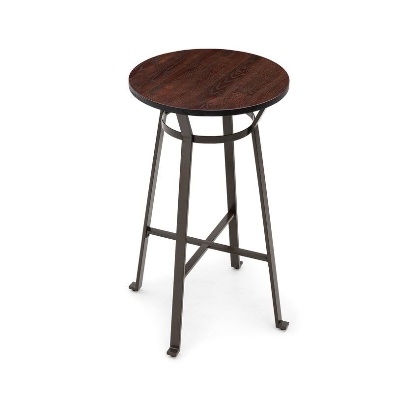 Glitzhome Farmhouse Elm Wood Top Steel Bar Stools Table Pub Set