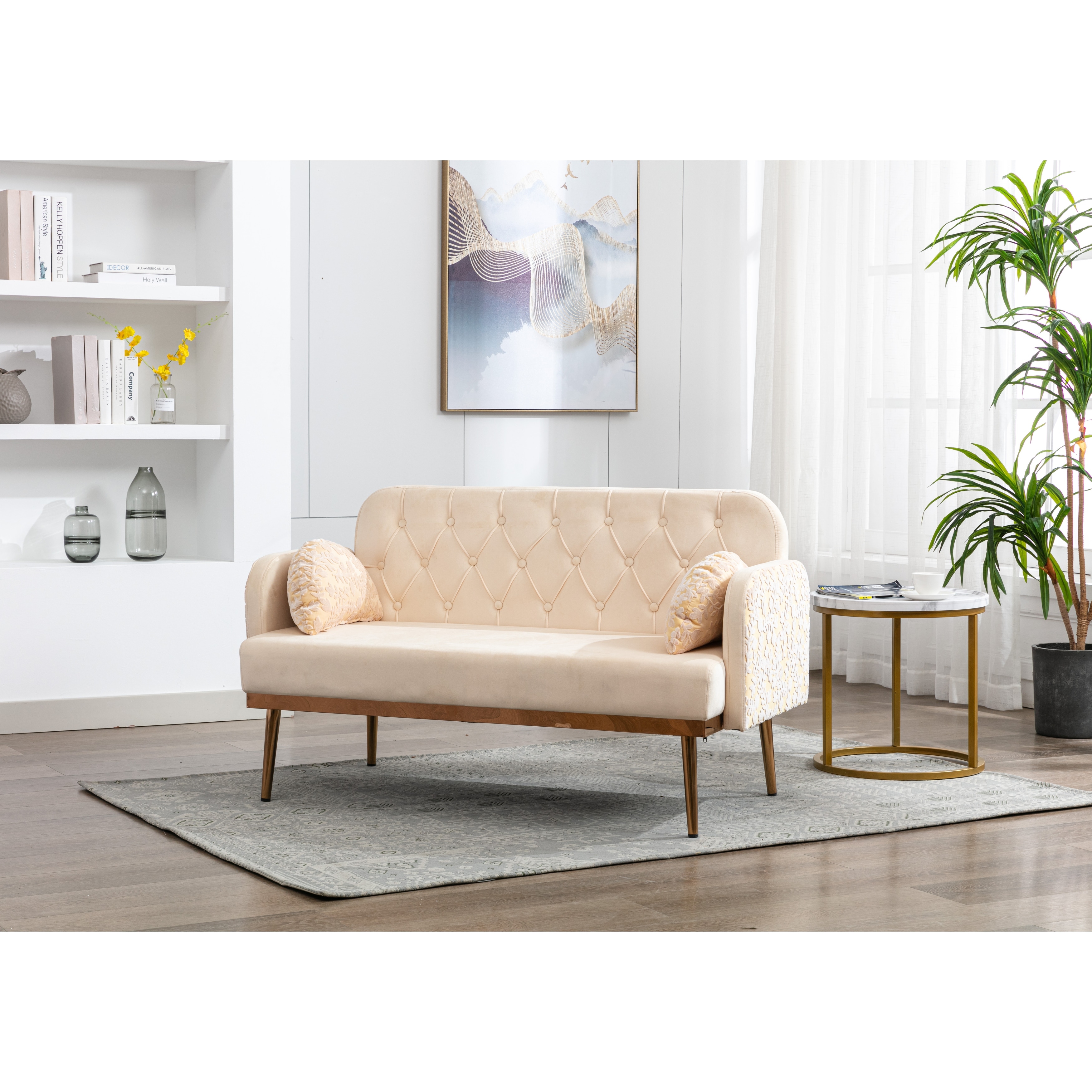 Tufted couch store and loveseat